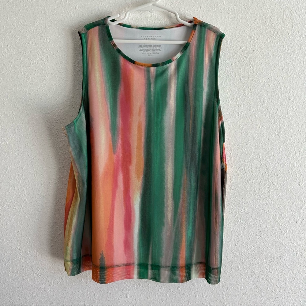 Investments Multicolor Striped Mesh Tank Top Women's Petite Size MP Lined